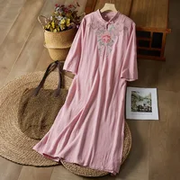 Embroidery Ethnic Style Fashion Clothes Vintage Cotton Linen Streetwear Harajuku Chinese Style Summer Dress for Women Clothing