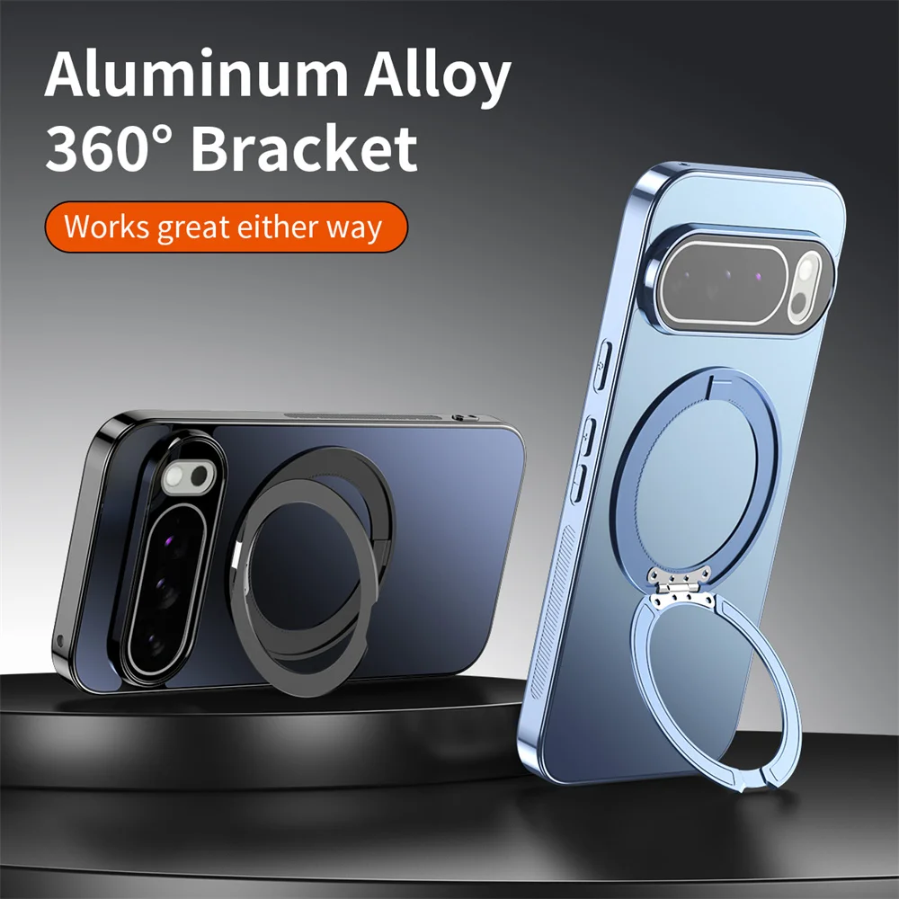 Enhanced Rotating Magnet Ring Stand Case with Solid Color Plating Protection