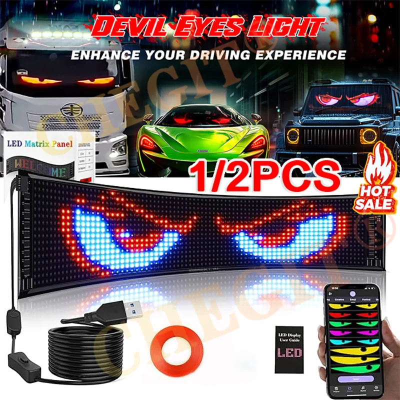 Demon Eyes Car LED Logo APP LED Matrix Pixel Panel Night Light DIY Programmable Flexible Display for Car Truck Accessories led light led display light led panel