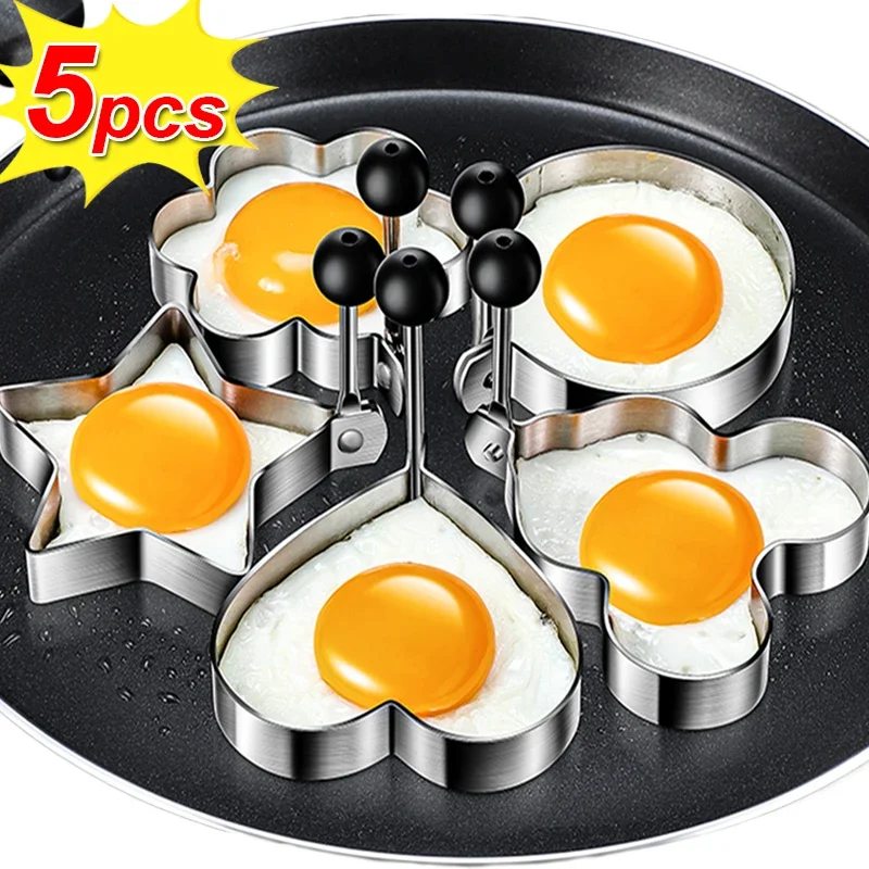 

Kitchen Stainless Steel Fried Egg Mold Heart Round Frying Eggs Molds Omelette Mould Pancake Shaper Rings Cooking Tools Gadgets