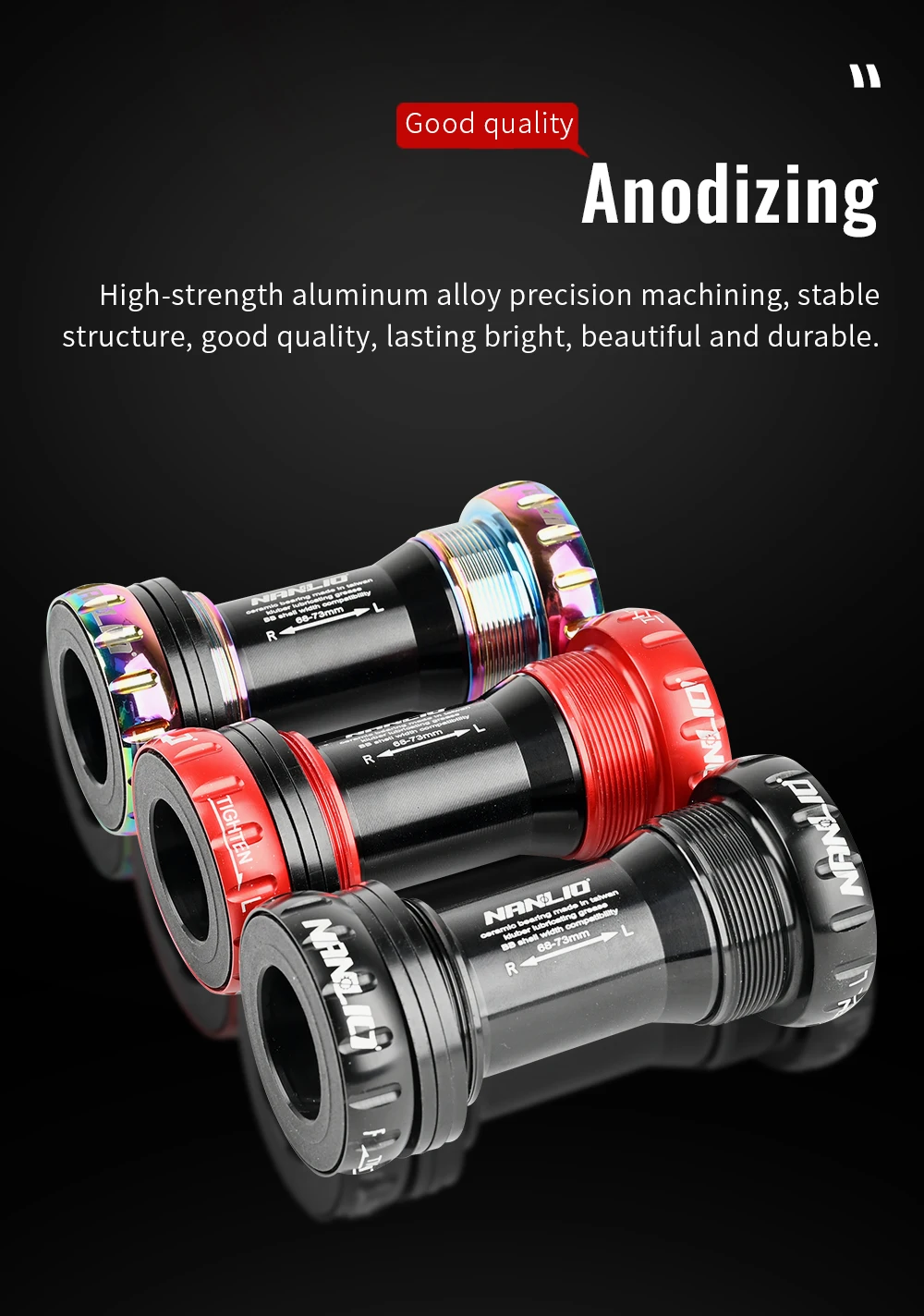 Description Picture 6 of itemNanlio BSA Bearing Bottom Bracket - 68/73 mm Screw Type, Waterproof Aluminum Alloy for MTB and Road Bikes