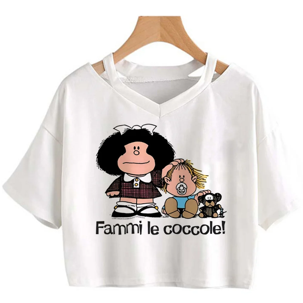 

Футболки Mafalda, женская футболка с графическим рисунком, одежда для девочек y2k