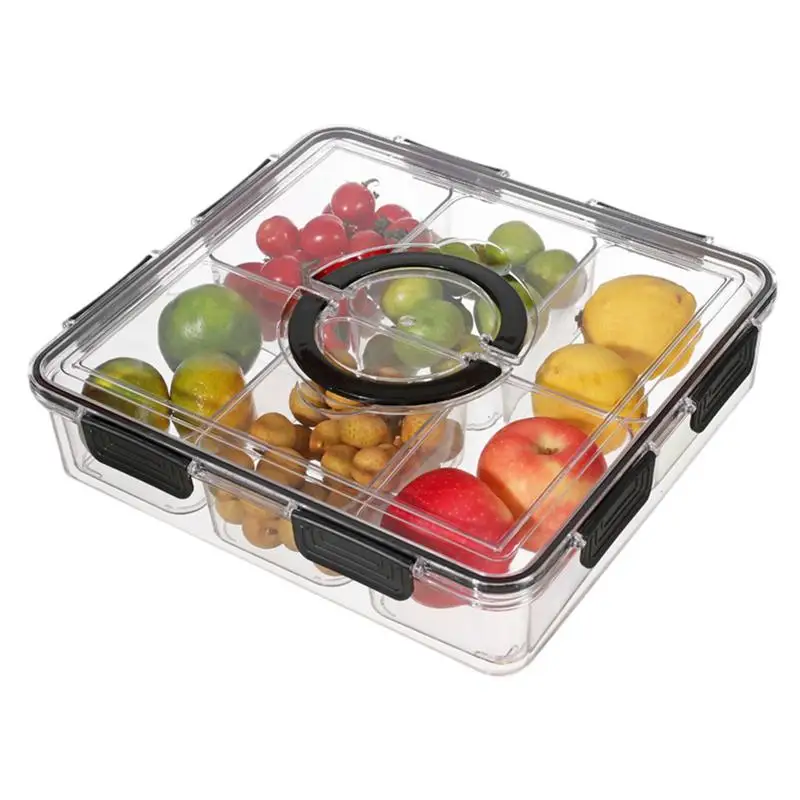 

Divided Food Storage Containers Snack Containers With Lid Clear Square Food Storage With 6 Compartment Snacks Tray Portable