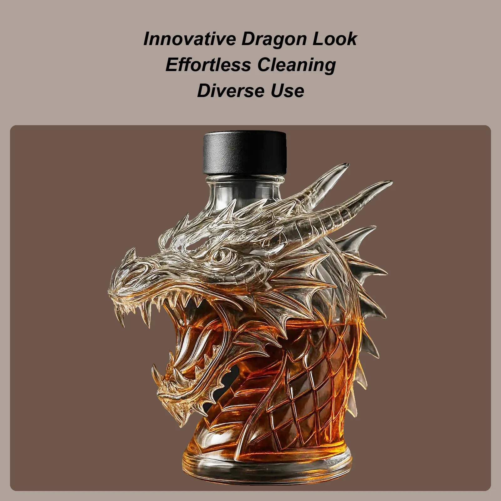 SYALEO Licor Decantador De Whisky Con Botella De Dragón O Fénix, Botella De Vino De 1000ml, Dispensador De Licor De Cristal Con Elementos Chinos Para Regalo De Inauguración De La Boda Papá