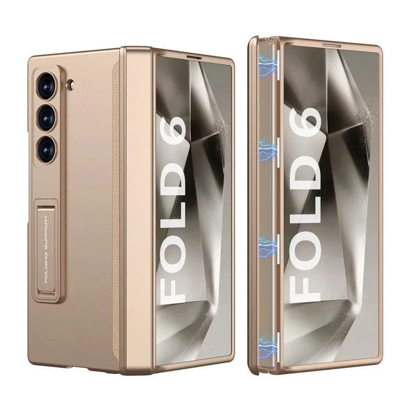GKK Magnetic Hinge Case with Tempered Glass Bracket and Matte Plastic Cover