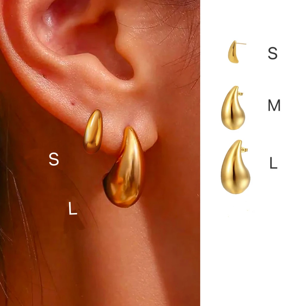 Water Drop Earrings For Women 10-27mm 316L Stainless Steel drop earrings