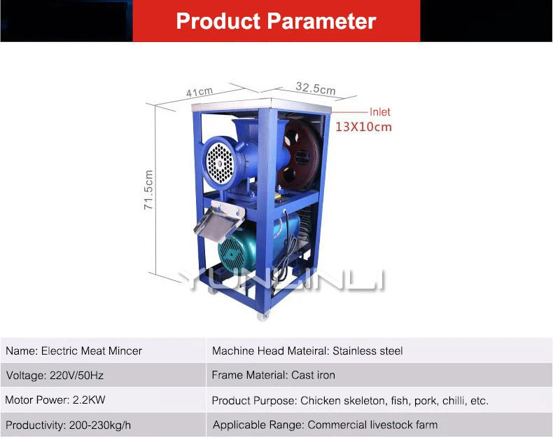 Commercial Electric Meat Grinder Mincer Electric Meat Grinder Machine Chicken Skeleton Mincing Machine for Livestock Farm 4