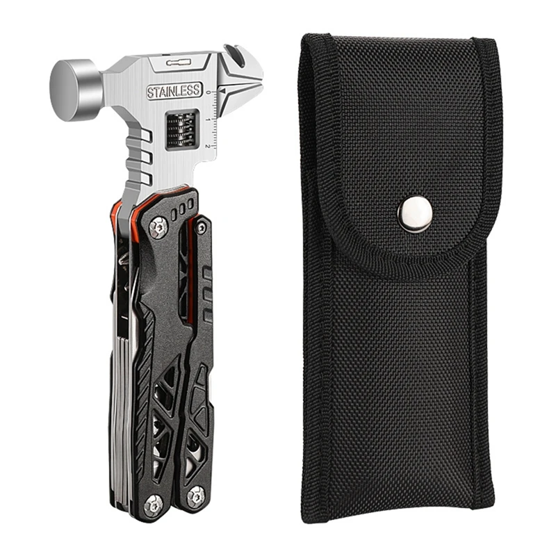 

1 Piece Multifunctional Pliers Multitool Claw Hammer Tool Black Stainless Steel + Aluminum Alloy For Outdoor Camping Hiking