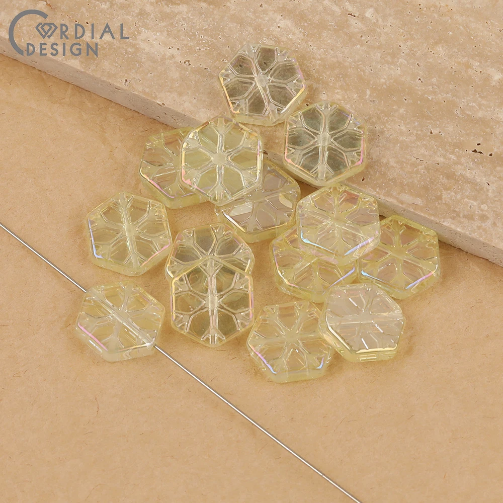 Cordial Design 15*16MM 200pcs Aurora Effect/DIY Glass Bead/Carving Effect/Hand Made/Geometry Shape/Jewelry Findings & Components - cordial