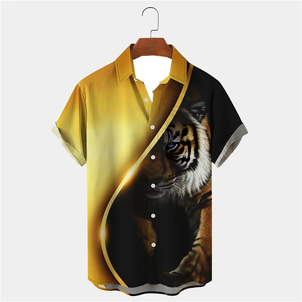 

Men's Shirts Tiger Animal Casual 3d Print Hawaiian Shirt Man Summer Fashion Shirt For Man Daily Short Sleeves Men Clothing Tops