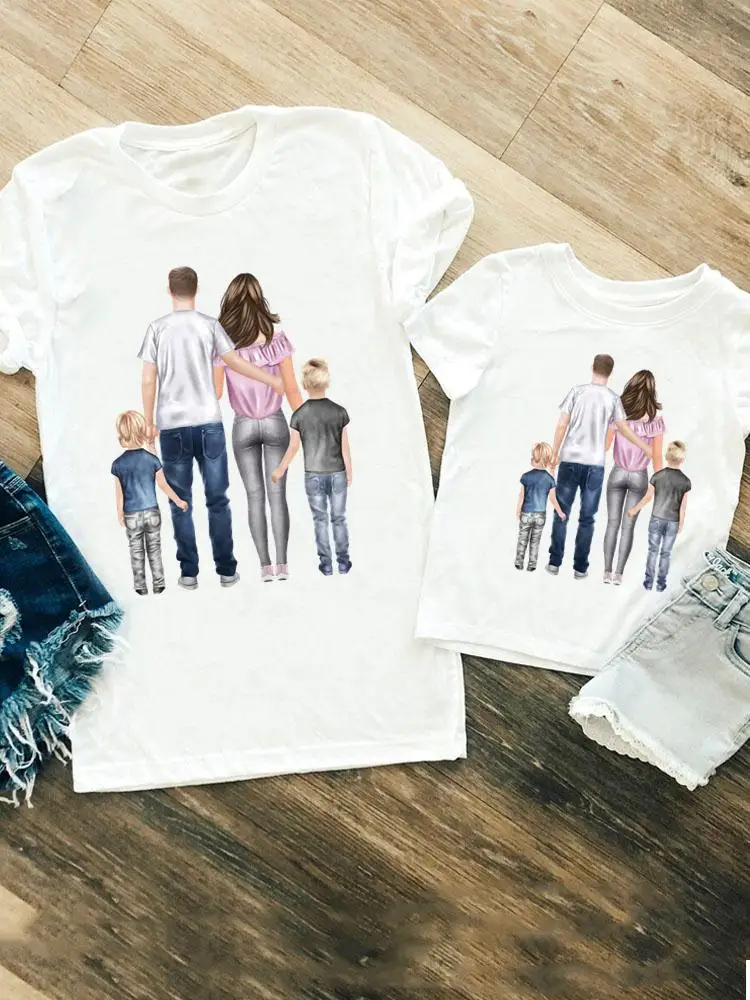 

Family Matching Outfits Tee T-shirt Women Girls Boys Kid Child Men Dad Cute Summer Mom Mama Tshirt Clothes Clothing