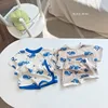 2024 Summer Baby Boy 2PCS Clothes Set Cute Cartoon Bear Printed Tees Cotton Shorts Suit Ins Toddler Boys Breathable Outfits 3