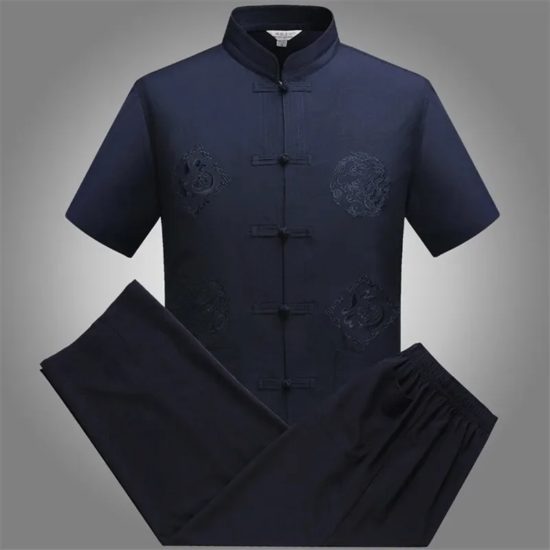 Tang Suit Traditional Chinese Clothing For Men Jackey Chinese Shirt Style News Year Top Pant Hanfu Kung Fu Clothing Blouse Party
