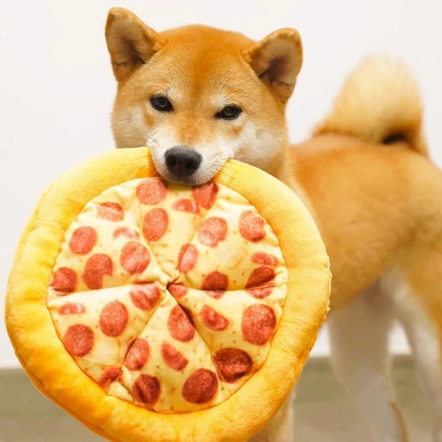 Soft Plush Sound Dog Toy Doughnut Pizza Shape Pet Squeaky Toys for Small Medium Large Dog Puppy Cleaning Teeth Chew Toys