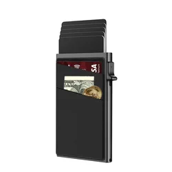 Sleek RFID - Blocking Minimalist Metal Cardholder Wallet (Black)