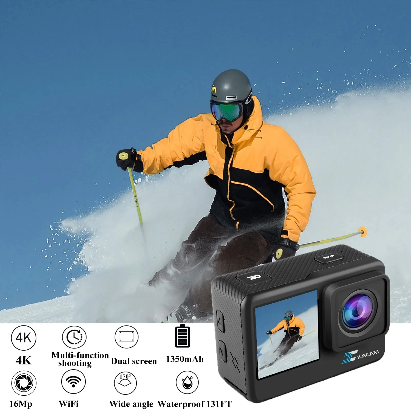 Ʈ HD 4K  ׼ ī޶,     , ̴  ķ DV, 30FPS WiFi 170D ̺