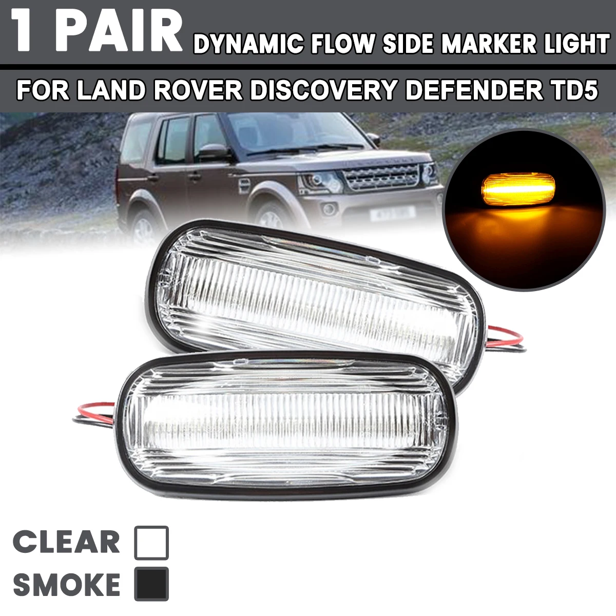 2Pcs Flowing Side Marker Lamp Dynamic LED Side Repeater Indicator Light