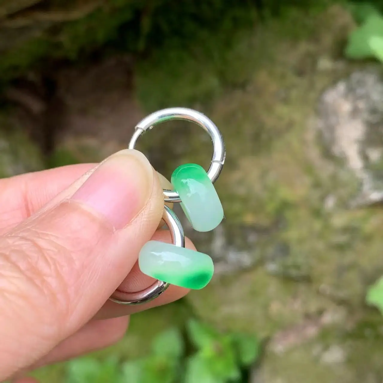 Natural Green Jade Hoop Earrings Jasper Earring For Women stainless steel Plated Vintage Gift Fine Jewelry