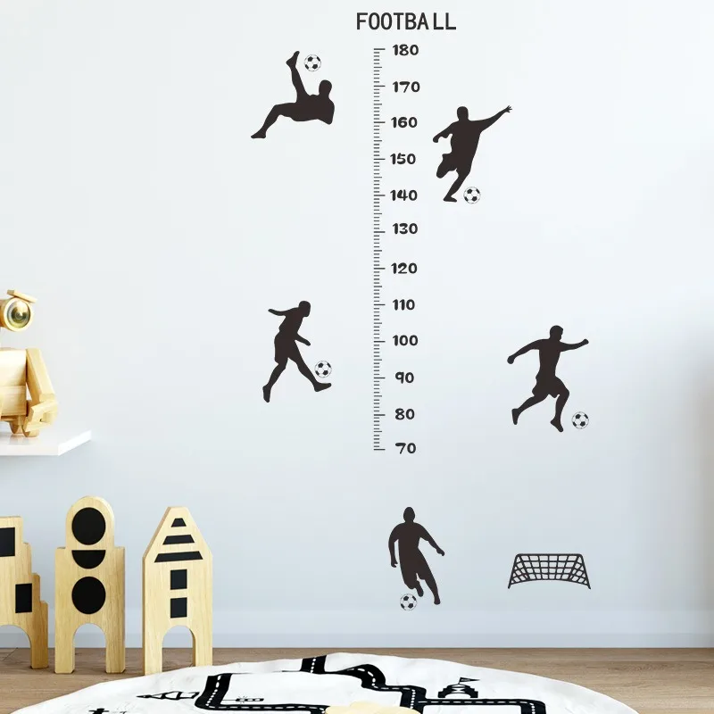 Children Height Measuring Chart Kids Growth Height Chart Wallpapers Football Sports Themed Cartoon Wall Ruler Kids Room Home Playroom Living Room Classroom