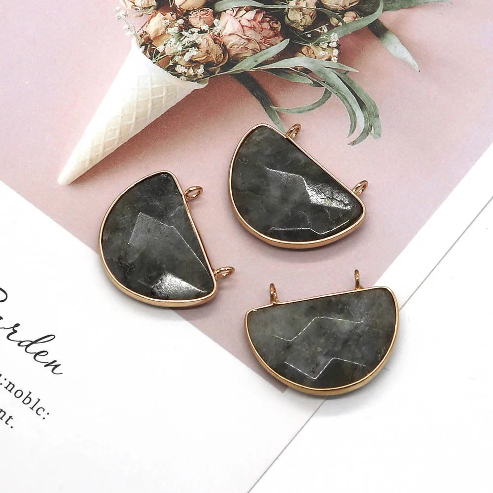 

Irregular Grey Glitter Stone Double Hole Charm Pendant for Jewelry Making Charm Necklace Earrings Fashion Accessories 26x32mm