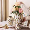 Ceramic Ginger Jar Golden Vase Geometric Pattern Porcelain Storage Tank Ceramic Crafts Ornament Home Decoration Accessories 3