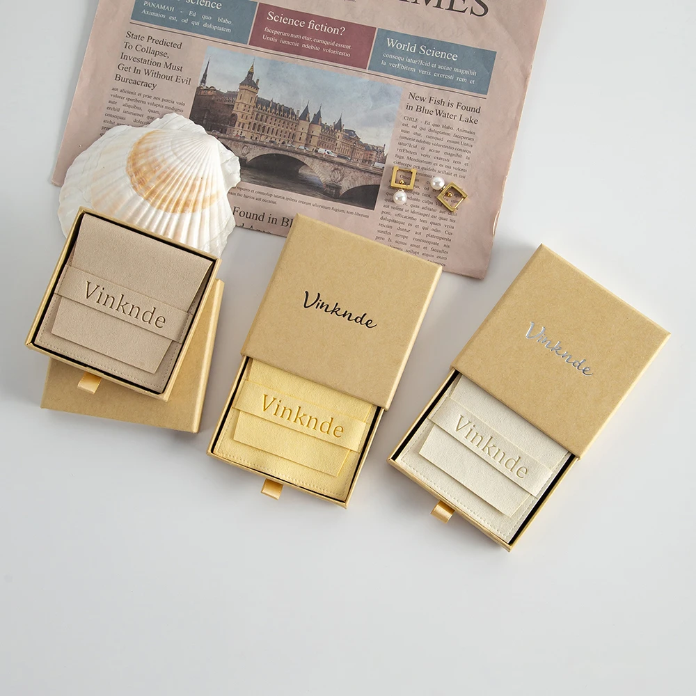 

DIY Logo Customized Jewelry Drawers Box With Jewelry Packaging Bags Envelope Flap Microfiber Suede Wedding Party Gift Pouches