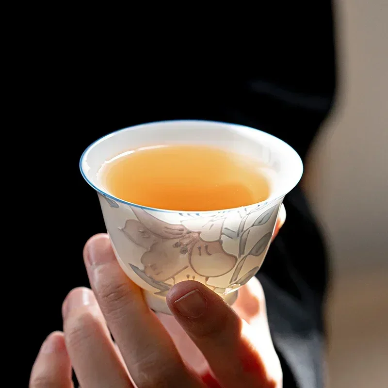 الصينية الراقية رسمت باليد السيراميك فنجان ثلاثي ا...