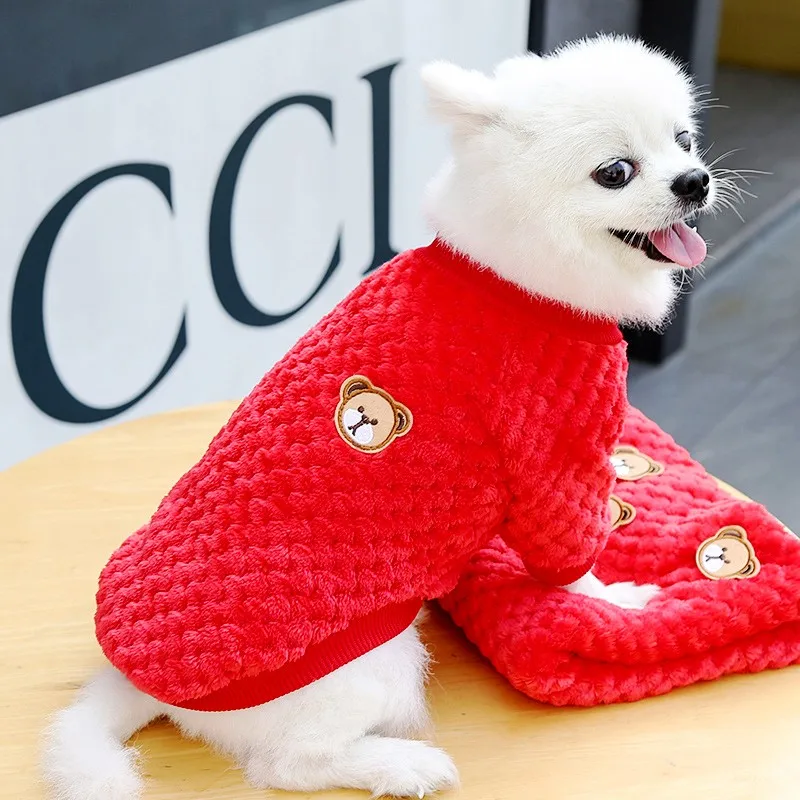 1609-87f17e.jpg Pet Dog Clothes Winter Warm Dog Hoodies Soft Puppy Pullover Cute Bear Print Cat Sweatshirt Chihuahua Clothes Fashion Pet Hoodies