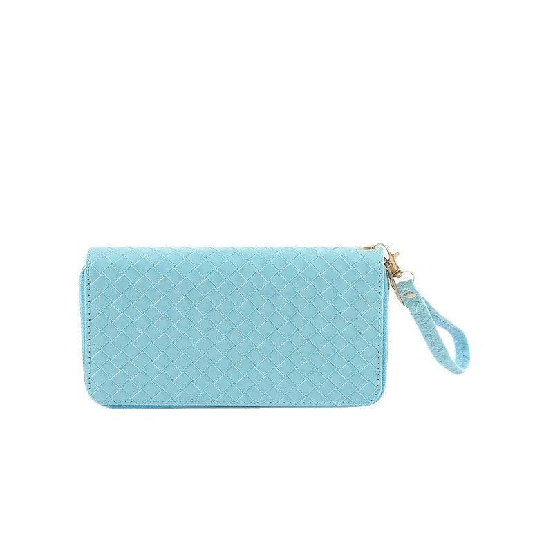 Wallet Female Long New Woven Pattern Double Zipper Large Capacity Clutch Spot Patent Leather Mobile Phone Bag