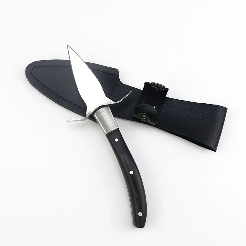 

Wooden Handle Oyster Knives Stainless Steel Scallop Shell Shucking Knife With Leather Case For Seafood Oyster Knives Opener Tool