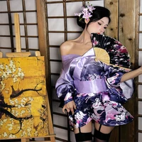 Super Sexy Purple Japanese Kimono Pajamas Bathrobe Yukata Cardigan Lingerie Temptation Anime Cosplay Halloween Costumes Women - Image 3