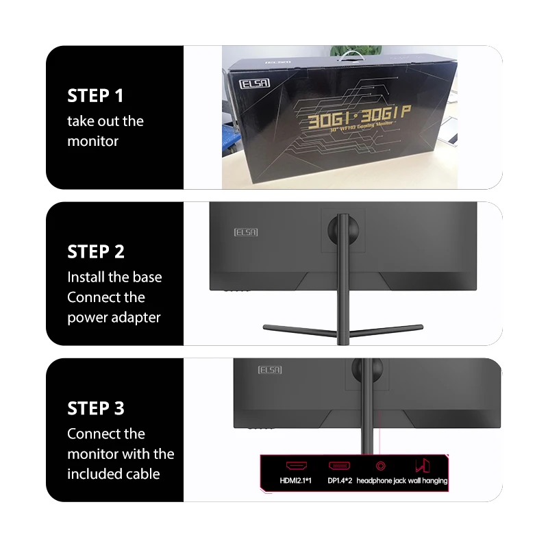 ELSA IPS ũž ӿ , QHD º ũ, ǻ ÷, 30 ġ , 100Hz, 200Hz, 21-9 ̵ ũ, 2560*1080