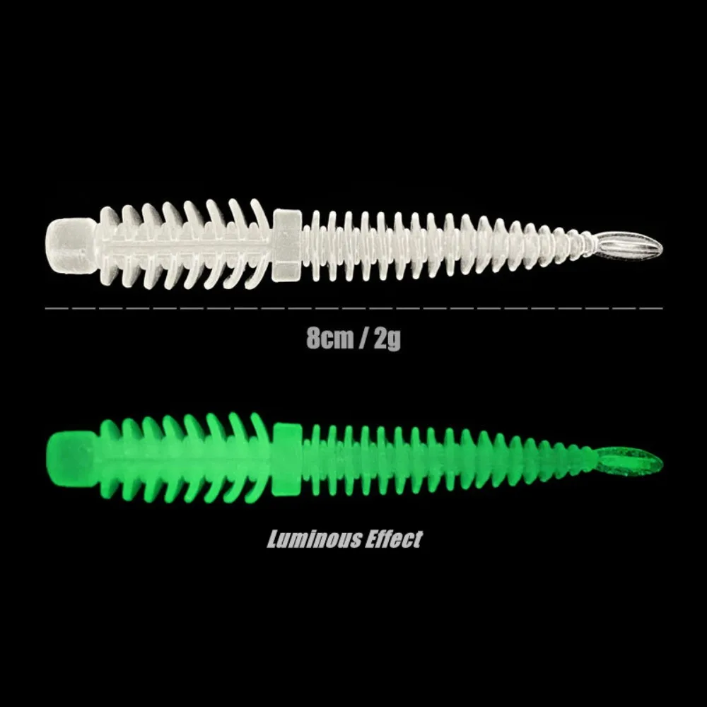Faux appât souple TPE à queue, 8 pièces, contre-fil, ajout d'odeur de poisson, luya, danse légère, insecte