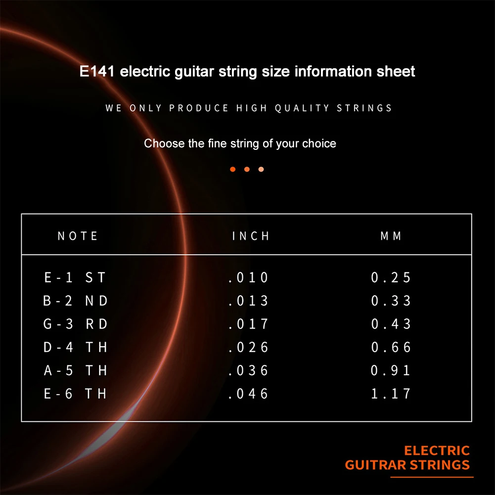 Metal Electric Guitar Strings Set Hexagonal Carbon Steel 6 String for Electric Guitar Accessories Practice Use