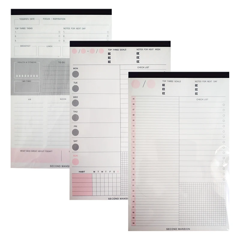 60 Sheets Simple Daily Weekly Monthly Planner Notebook Tear-off Note Book Journal Dairy Notepad Schedule Book Office Stationery