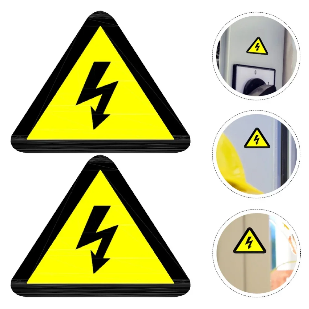 Yellow Warning Labels Hazardous Voltage Safety Signs Waterproof PVC Warning Signs Sticker for High Voltage Decal Stickers