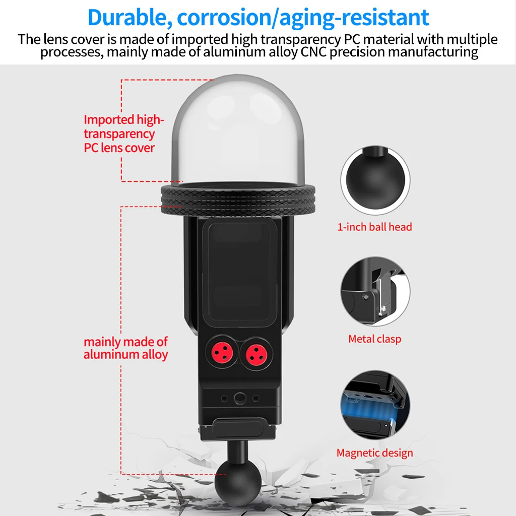 Für DJI Osmo Pocket 3 Wasserdichtes Gehäuse 80 m Aluminiumpanzerung Magnetisches Schnellspanngehäuse 1/4 Halterung für Unterwasserkamera Gimbal – Detail 21