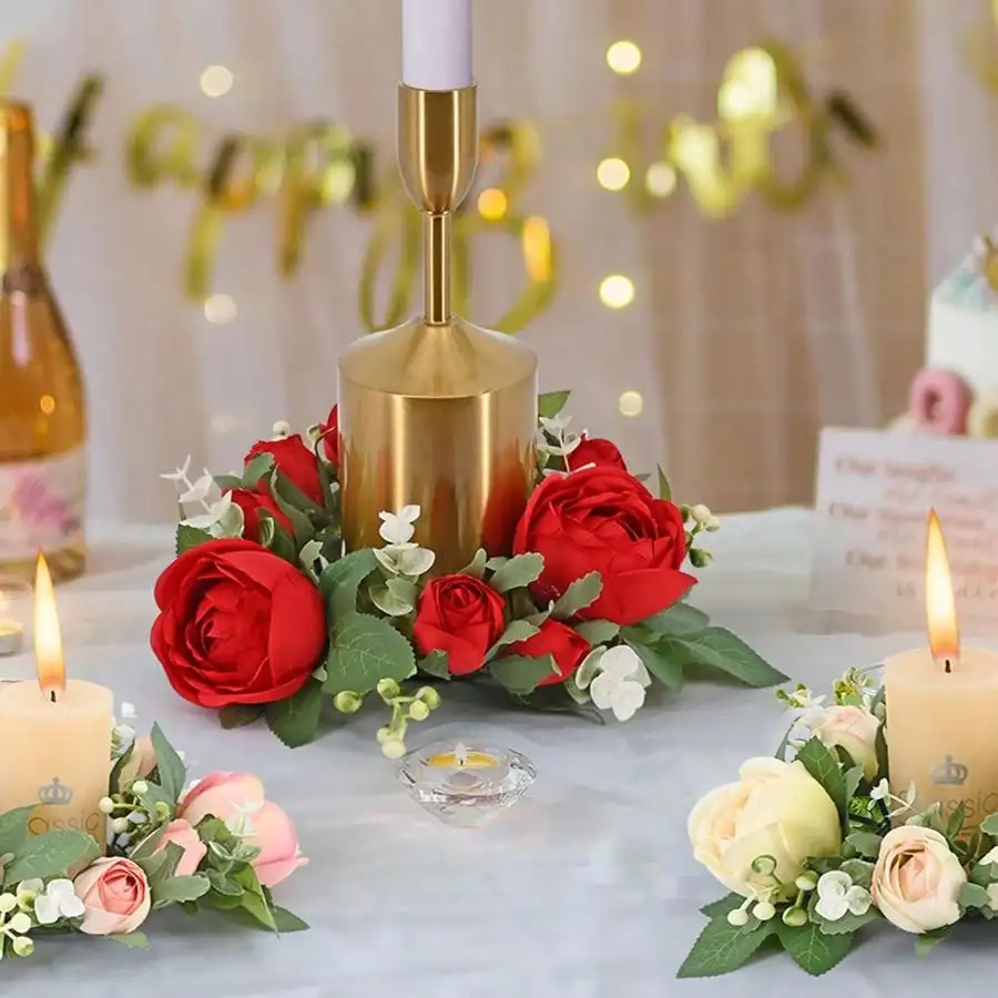 Mini guirnalda de peonías artificiales para decoración del Día de San  Valentín, candelabro pequeño, centro de mesa de boda, 4 piezas - AliExpress, image size:900x900