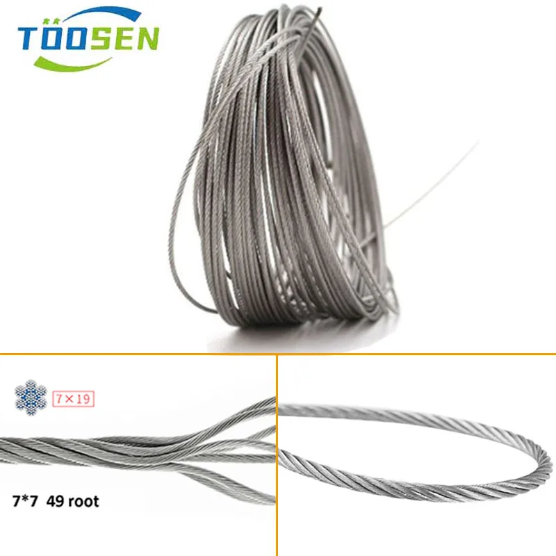 

Diameter 0.5~10mm 304 Stainless Steel Soft Fine Wire Rope Clothesline Lifting Cable 7x7 Structure/7x19 Structure Steel Wire Rope