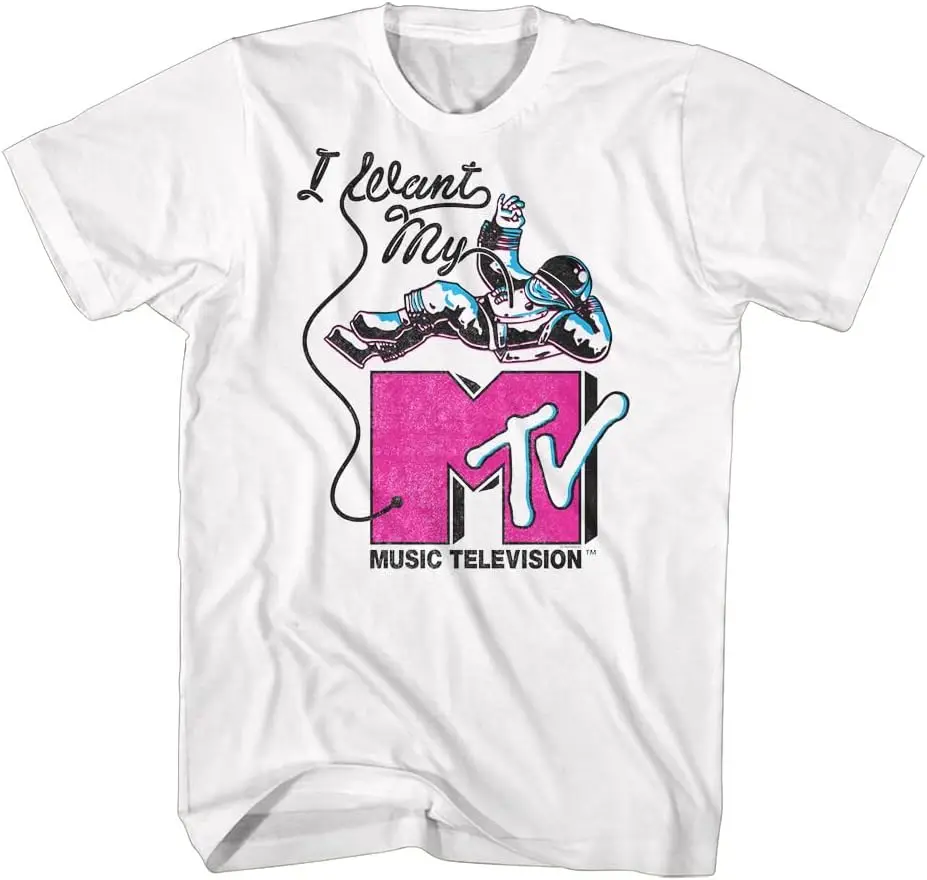 

Футболка MTV с логотипом «Я хочу мой МТВ», футболки с коротким рукавом для взрослых, футболки с графическим рисунком, Повседневная футболка из 100% хлопка с принтом