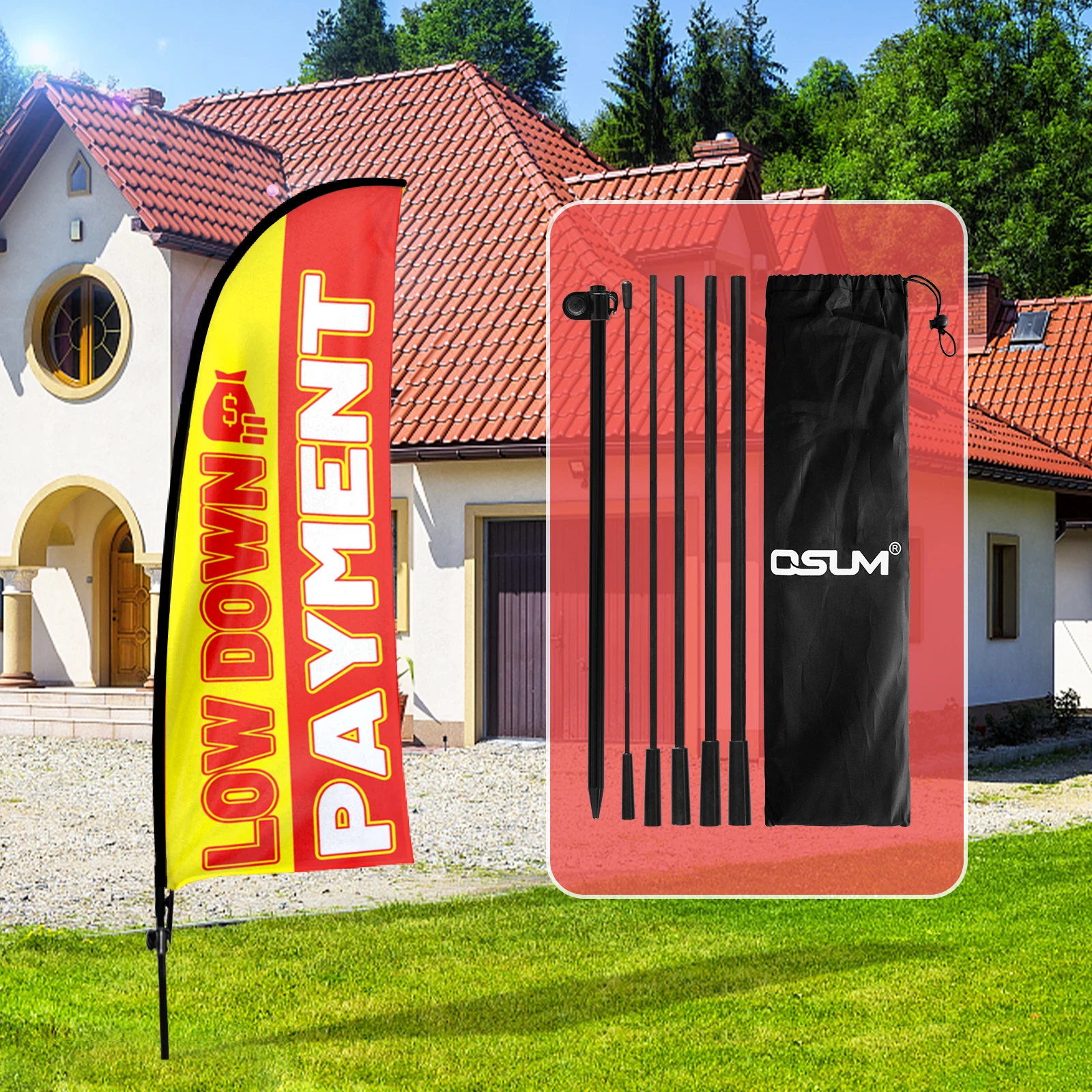 Fsflag Payment Feather Flag,7 Ft Tall Business Windless Flag Signs Con Pole Kit E Ground Spike Banner