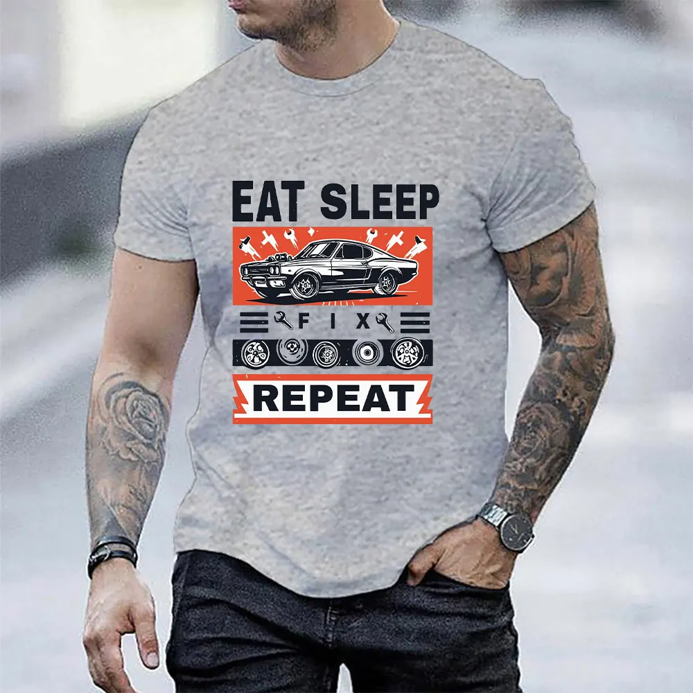 

Футболка мужская оверсайз с надписью «Eat Sleep Fix»