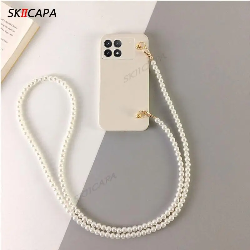 Pearl Crossbody Lanyard Cord Chain Soft Silicone TPU Phone Case