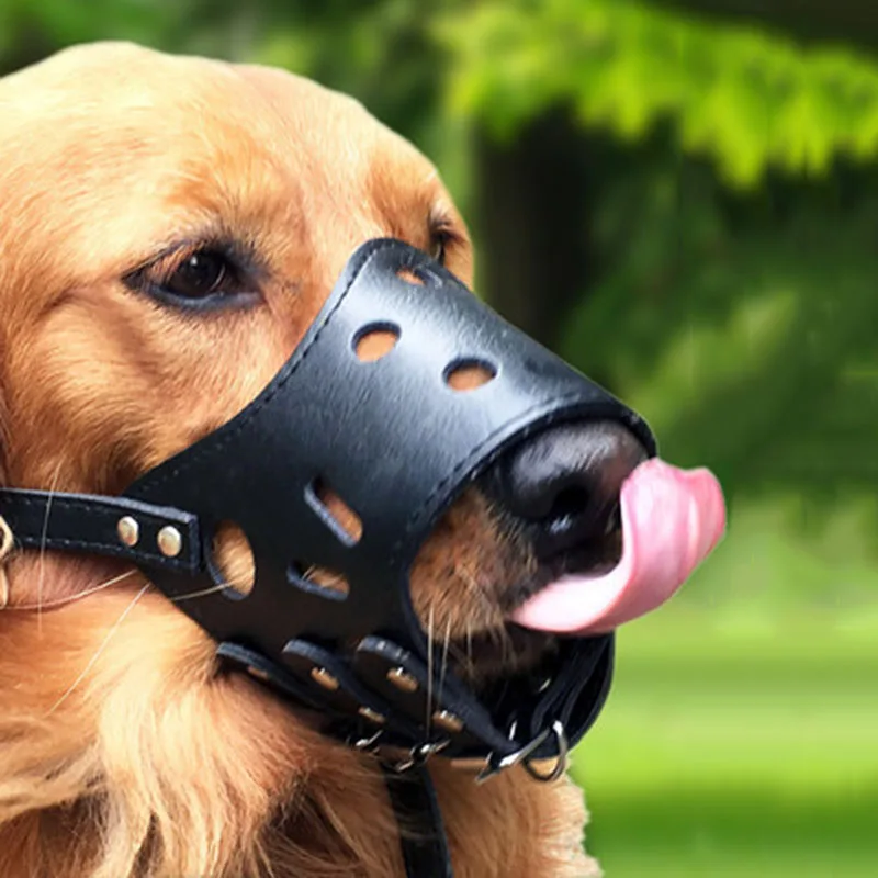 Soft Leather Dog Muzzle for Puppy Pit Bull Doberman German Shepherd dog muzzle