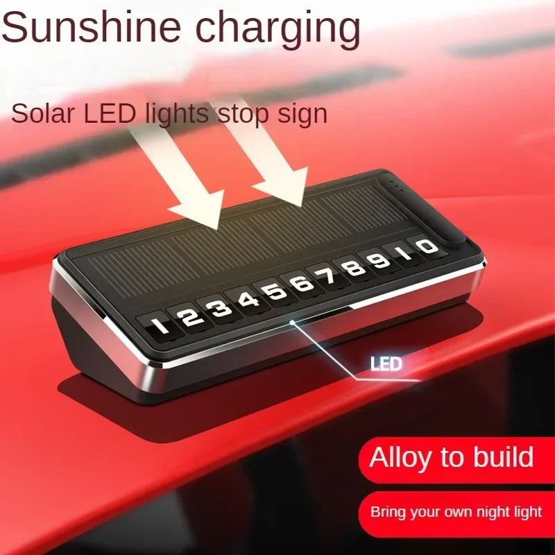 Solar LED Car Phone Number Plate with Hidden Temporary Parking Card and Multiple Number Display