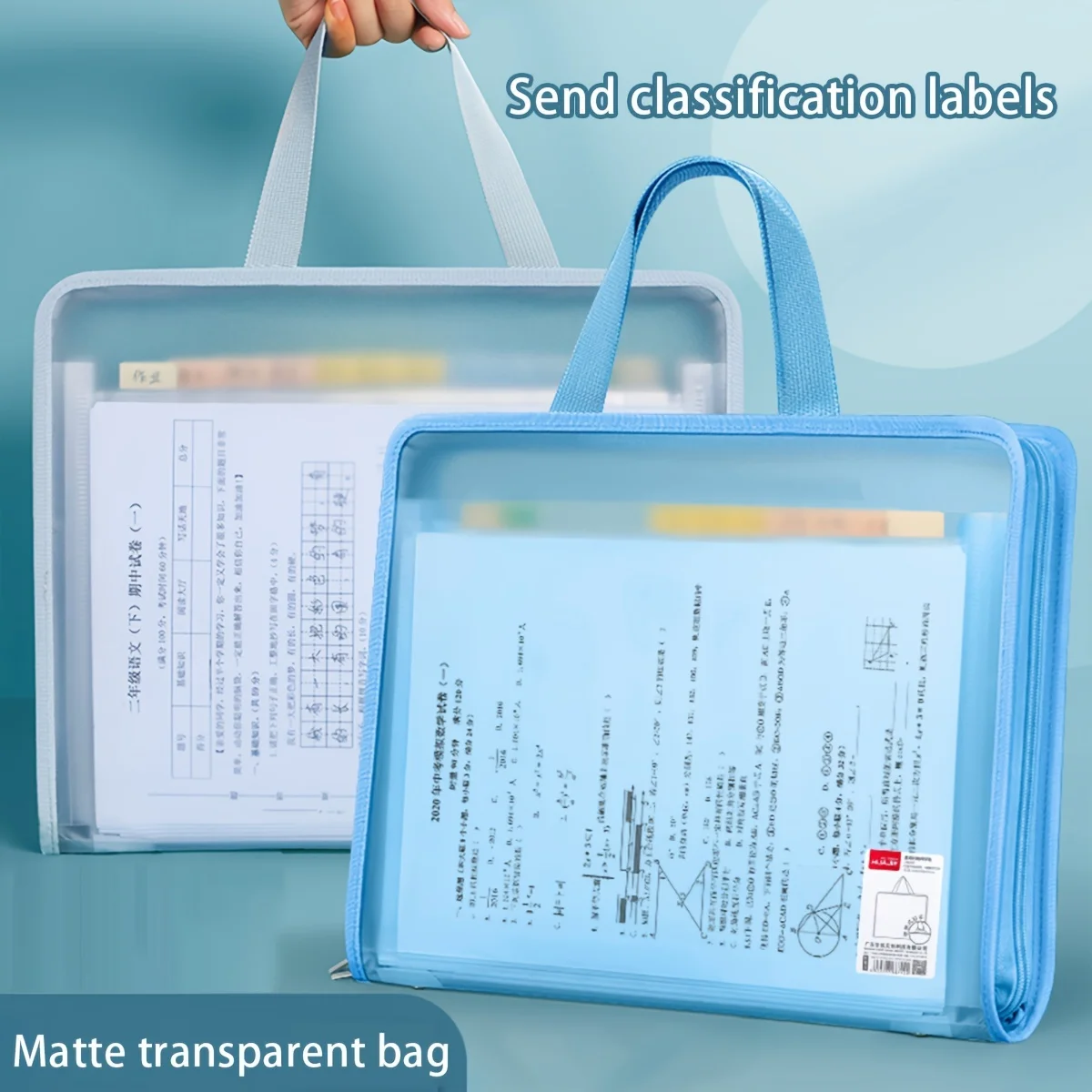 

Vertical bound organ bag with semi transparent documents, office file bag with large capacity to store multiple colors