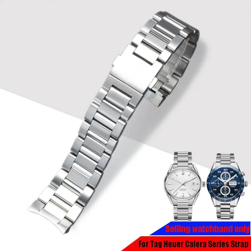 Cinturino In Acciaio Inossidabile 22 Mm24Mm Bracciale In Argento A Maglia Solida Con Estremità Curva Per Tag Heuer Carrera Strap Uomo Catena Per Orolo