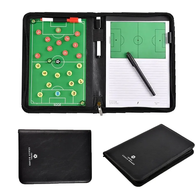 Magnetic Football Tactic Board With Marker Pen Portable Zipper Soccer Coaching Clipboard For Match Training Soccer Accessories soccer tactical board