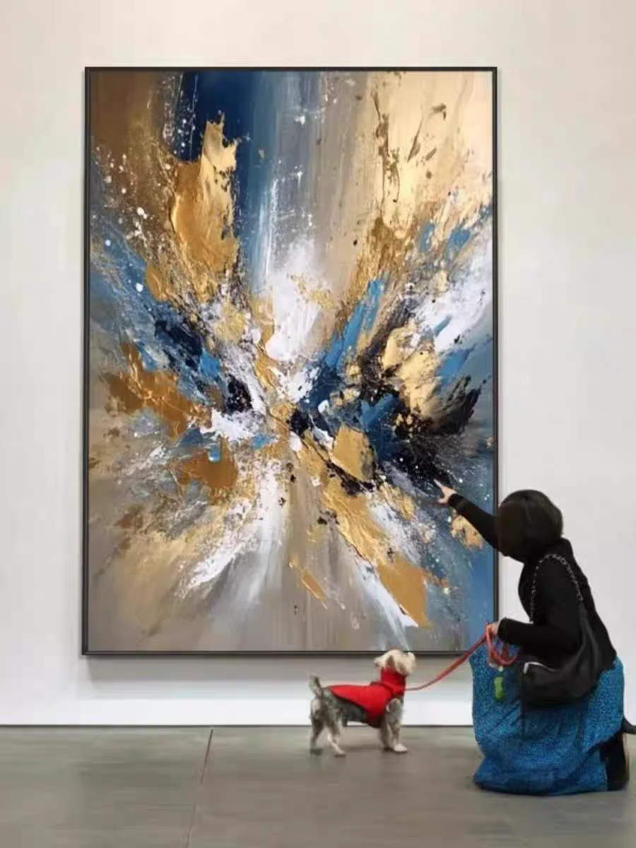 Tableau Abstrait Moderne – Peint à La Main – Huile Sur Toile – Ensemble De 4 Panneaux