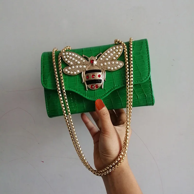 thumbnail image 1 of Bolso de mano con estampado de piedras, de piel de cocodrilo, tipo bandolera, para mujer, 2024, de marca de lujo, tipo mensajero, con cadena, 1 of 5